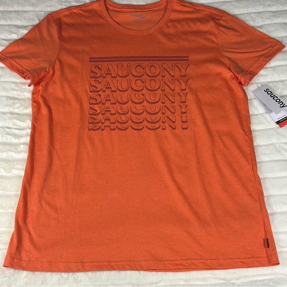 Saucony Rested Short Sleeve T-Shirt Women’s Sz Lg Orange Organic Cotton Post-run